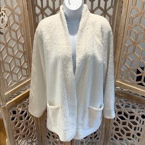 Talbots "Haven Well Within" Cozy Sherpa Open Cardigan White Size Medium